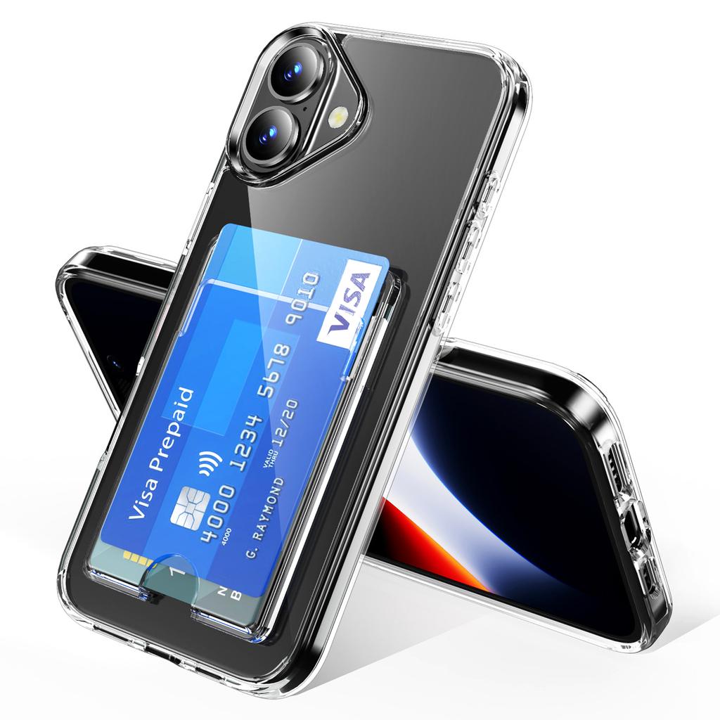 For iPhone 17 Clear Case TPU+PC+Acrylic Cell Phone Case with Card Holder