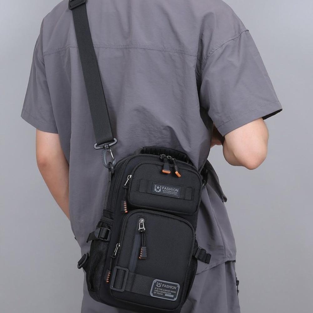 Shoulder Bag Sports Message Bag Multi Pockets Crossbody Bag Simple Men Chest Bag Boys