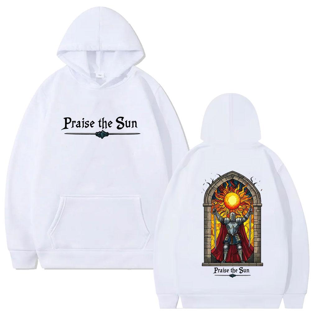 Game Dark Souls Praise The Sun Graphic Hoodie Men Women Vintage Gothic Rock Hooded Sweatshirt Unisex Casual Oversized Hoodies