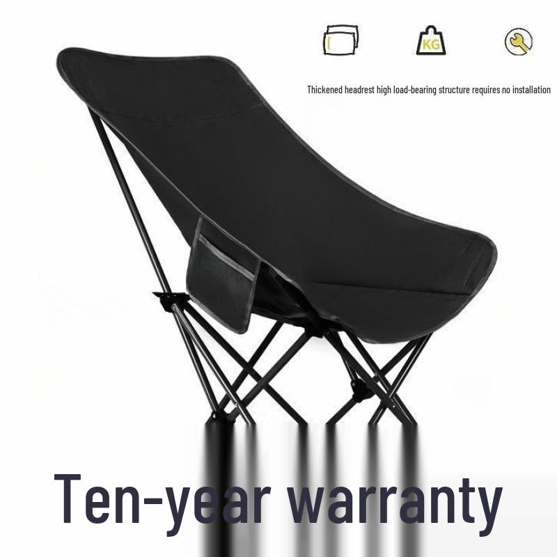 Foldable Outdoor Chair with Cotton Padding - Reclining Moon Chair for Camping, Fishing, and Lunch Breaks