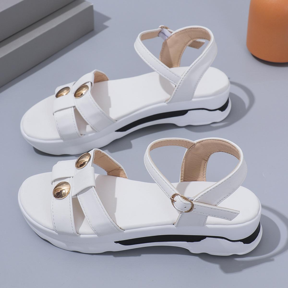 

Женские сандалии, сандалии на каблуке с мягкой подошвой, летняя обувь, женские сандалии на низкой платформе, элегантная женская обувь на каблуке, на танкетке 43 белый