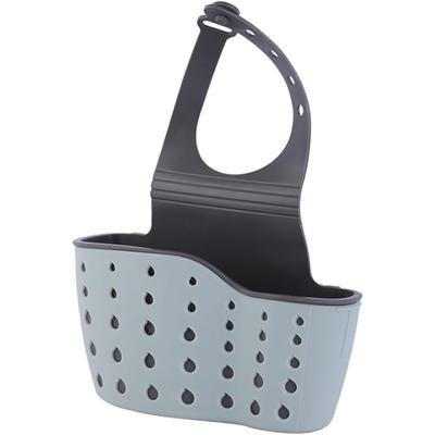 Porte-éponge pour évier de cuisine, porte-savon en silicone et plastique, sangle réglable à suspendre, support de robinet avec trous de drainage pour le séchage