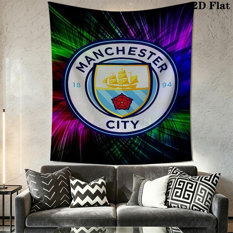 Elite MCFC SquadWall Hanging Printed Fabric Blanket Decorative Tapestries for Bedroom Living Room Home Decor