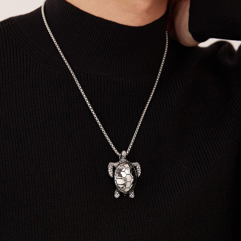 Hip Hop Necklace Men's Stainless Steel Personality Versatile Trendy Flu Turtle Titanium Jewelry