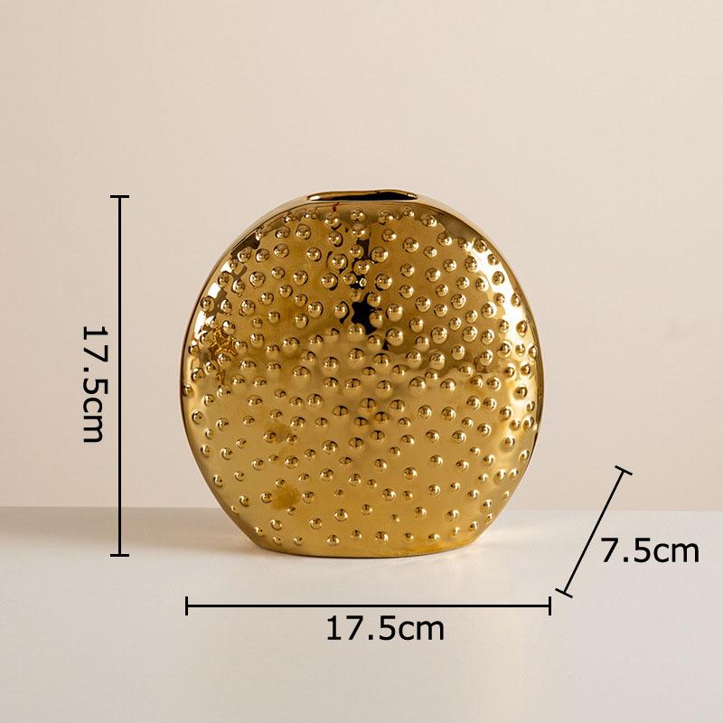 Gold Plated Spikes Ceramic Vase Round Floral Plant Pots Table Decoration Flowers Arrangement Flower Vase Room Aesthetic Decor