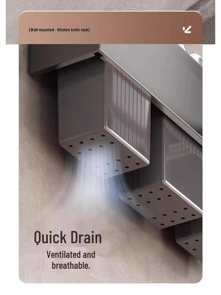 5 Yuan Off: Wall-Mounted Knife & Chopstick Holder - No Drill, Multifunctional Kitchen Storage Rack