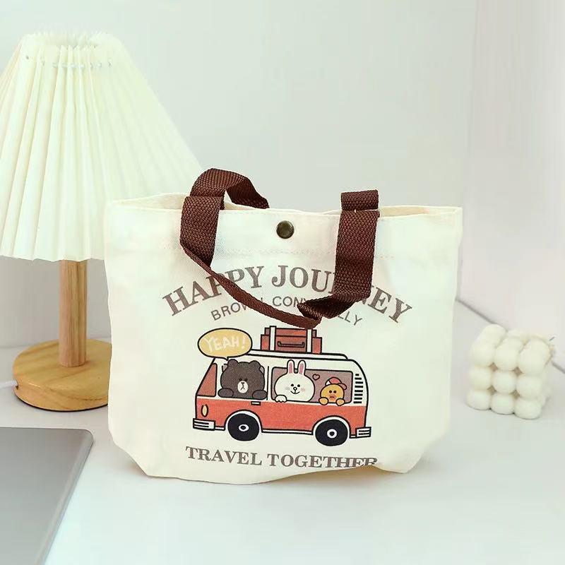 Женская портативная холщовая сумка для ланча и ручная сумка для студентов 669₽