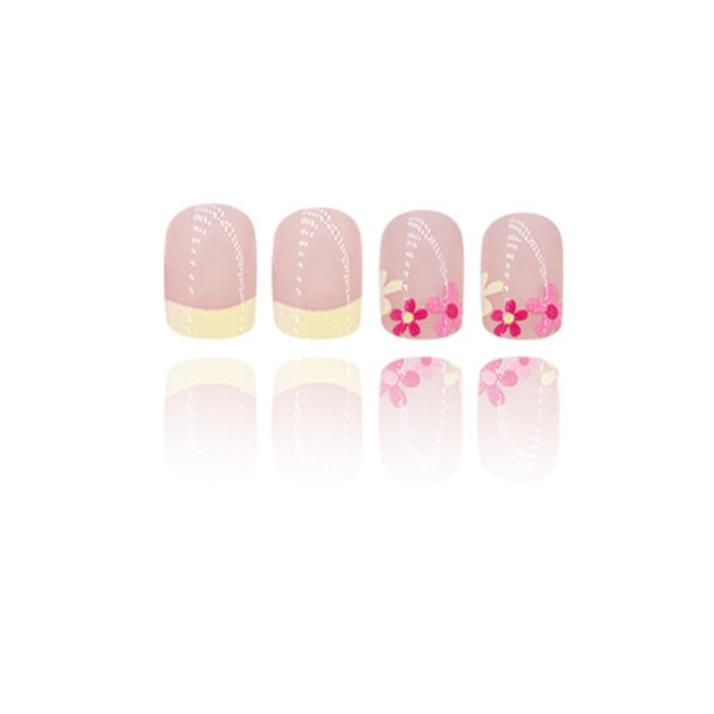 Square Press On Nail Flower Fake Nail Glues On Nail Artificial Acrylic Nail 12 Size 24pcs Stick On Nail for Women Girls
