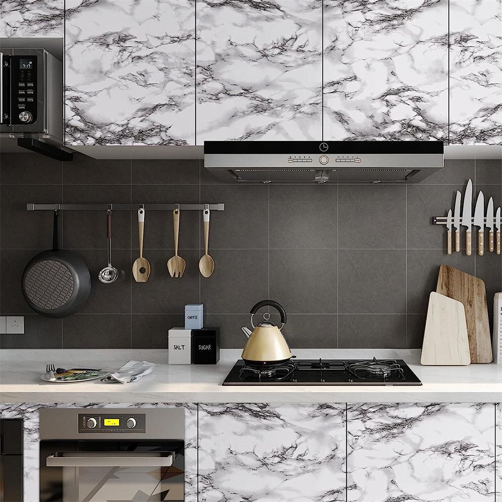 Marble Vinyl DIY Self Adhesive Wallpaper Bathroom Kitchen Contact Paper Waterproof Oil-proof Heat-resistant For Furniture Decor