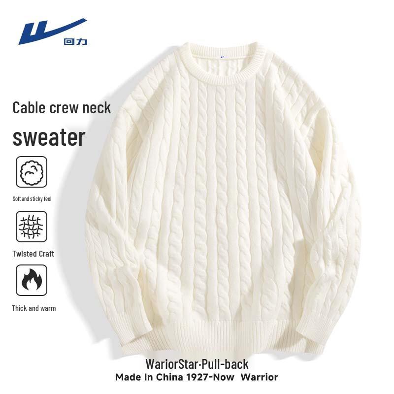 

Warrior Men s Autumn/Winter Cable Knit Round Neck Sweater 3XL