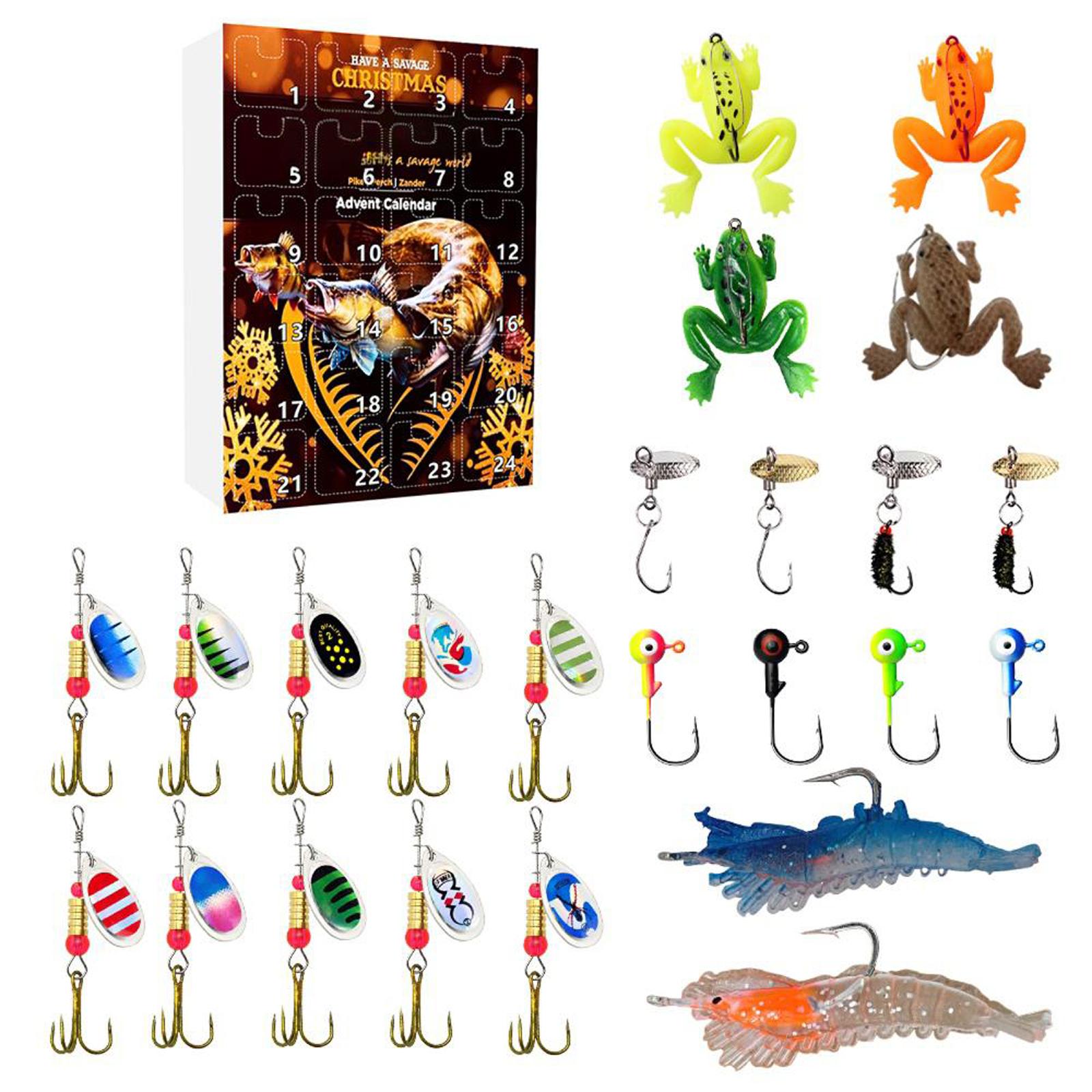 

3D 24pc Advent Calendar Fishing Christmas Countdown, Fishing Tackle Advent Calendar For FishAdult Men Teen Boys, Xmas Surprise Gift One Size