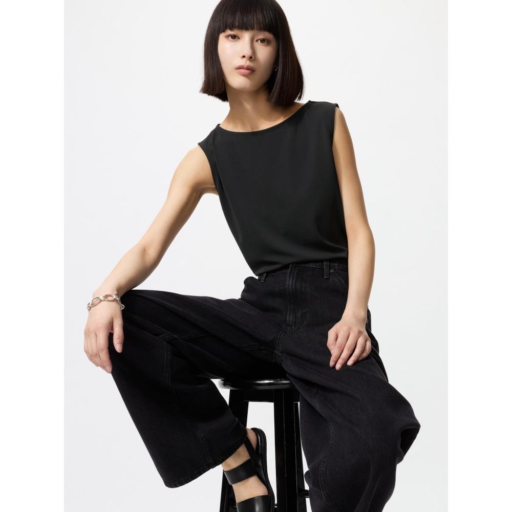 Uniqlo Japan Crepe Jersey BoaT Neck T Sleeveless