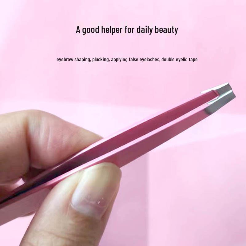 Pink Stainless Steel Tweezers: Eyebrow Shaping & Eyelash Curler Tool