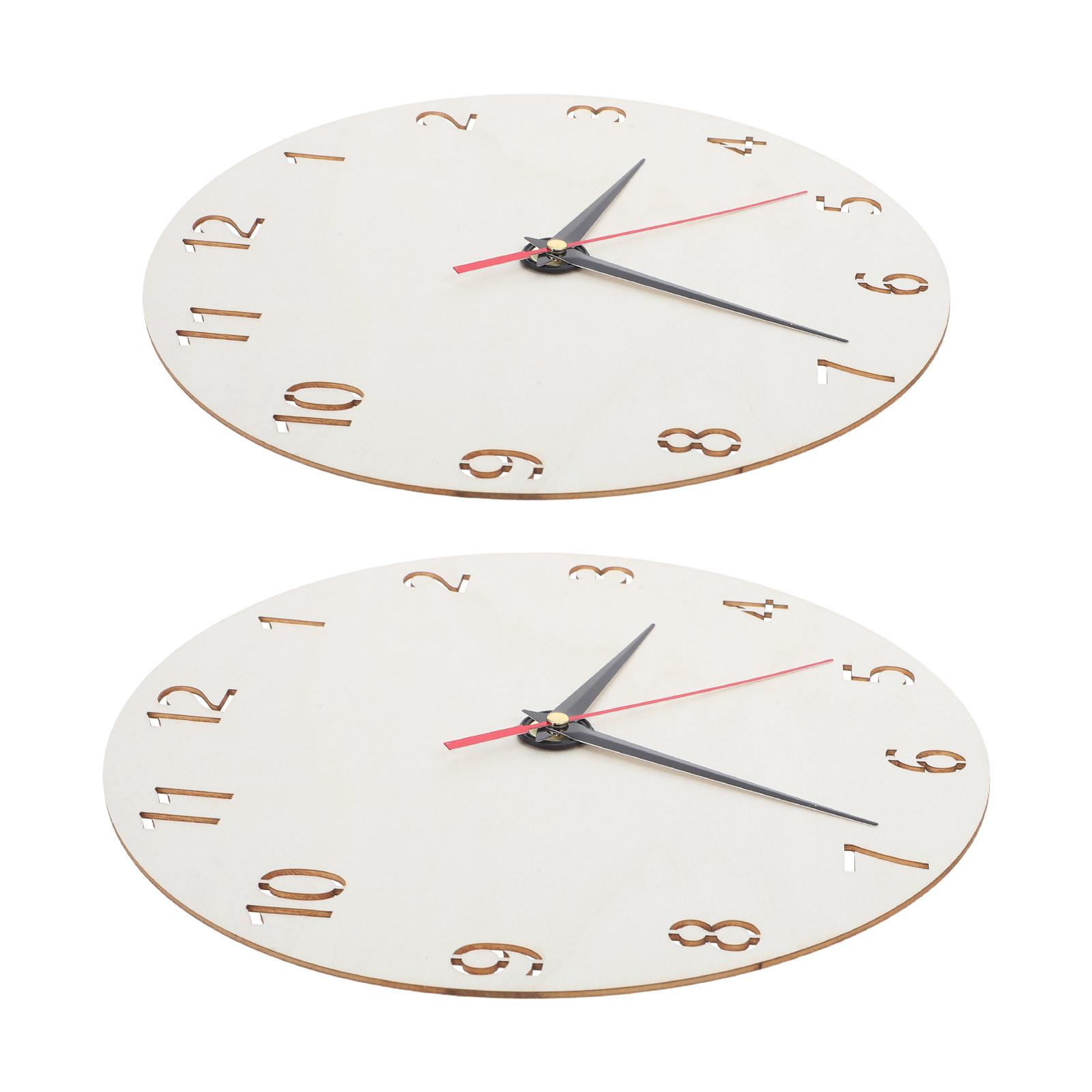 

2Sets Blank Wooden Clock Face Round Wood Dial Panel DIY Craft Painting Replacement Clock Face for Home Office Wall Decor 15x15x0.2cm