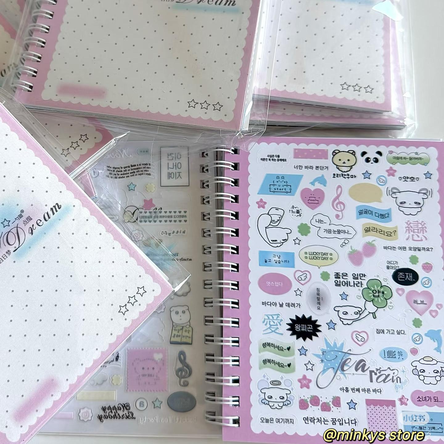 MINKYS New 1 Piece Cute Sticker Book Kawaii Scrapbooking Stickers Journal Decorative Sticker Stationery