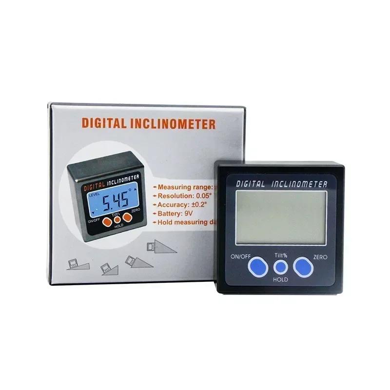 Digital Bevel Box Mini Digital Protractor Angle Meter Level Gauge Magnetic Base Digital Plastic Inclinometer Angle Finder