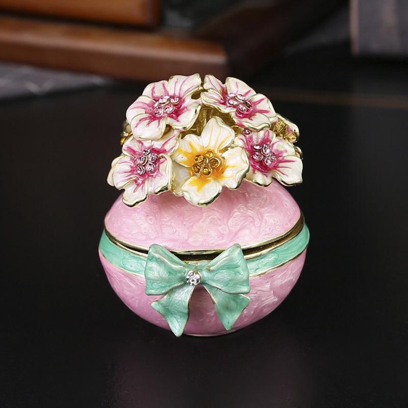 Exquisite Vase Jewelry Box Metal Enamel Color Ornament Jewelry Box Creative Flower Ring Box Jewelry Storage Box