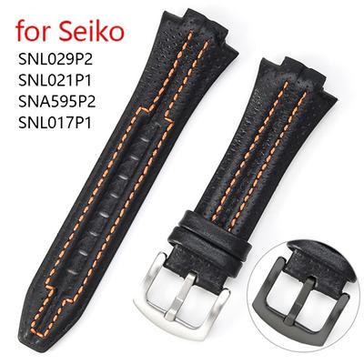 15x27mm Echtes Leder Uhrenarmband für Seiko SNL021P1 SNL017P1 SNA595P2 SNL029P2 Wasserdichtes Armband Ersatz Armband Gürtel