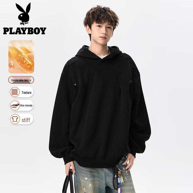 PLAYBOY Men s High Street Loose Hooded Sweatshirt S