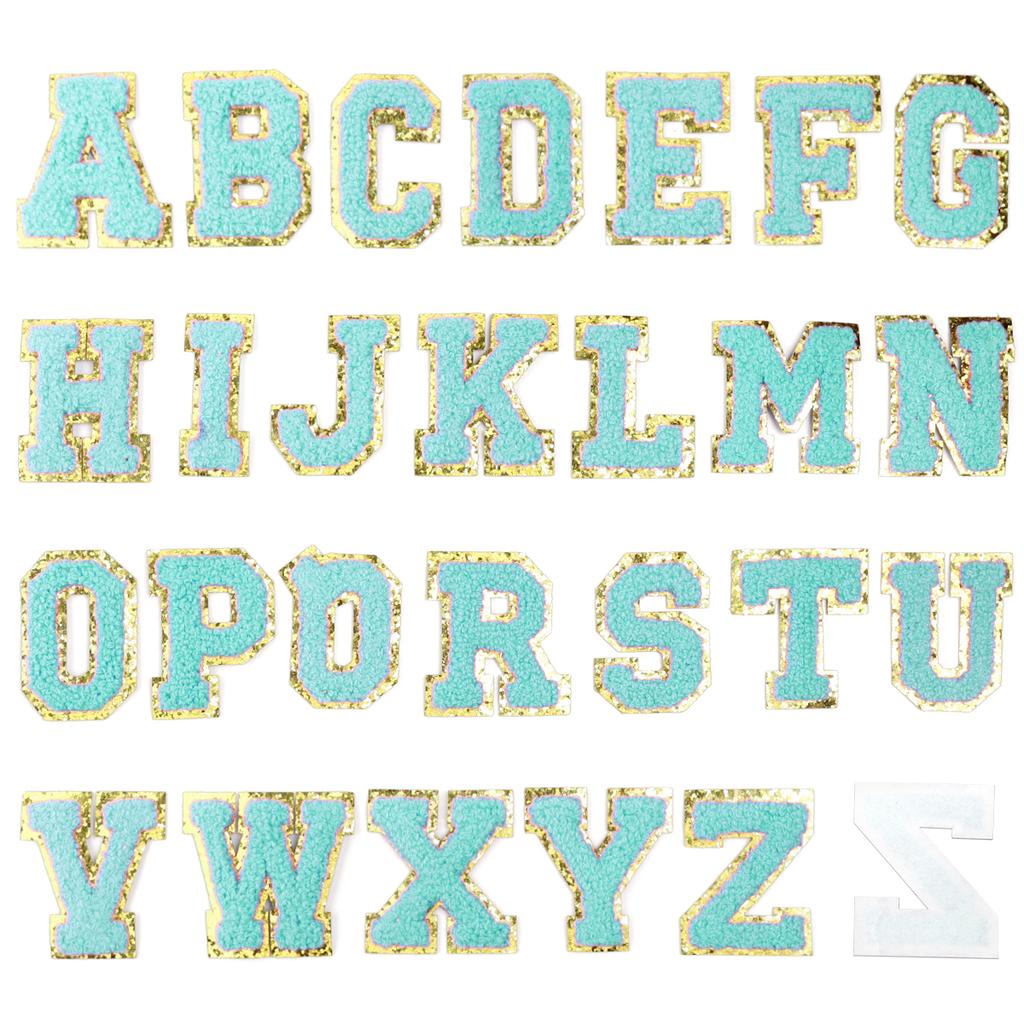 26Pcs/Set 6cm English Letter Patches Gold Edged Chenille Patches Iron On Stickers For DIY Crafts Clothing Hat Bag Decoration