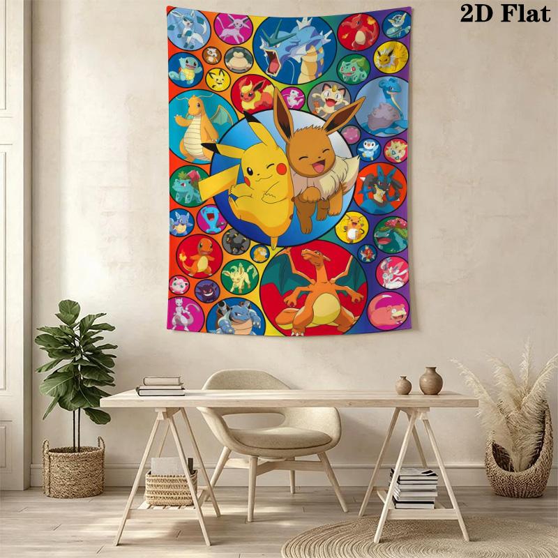 Pikachu Eevee Tapestry Wall Tapestry Fashion Print Background Cloth Wall Covering Decoration Homestay Soft Decoration Tapestry