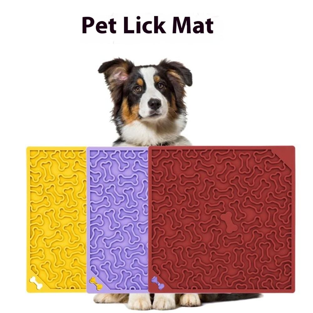 Pet Bone Shaped Lick Mat Slow Feeder Anti-Choke Suction Cup Licking Pad for Dogs/Cats