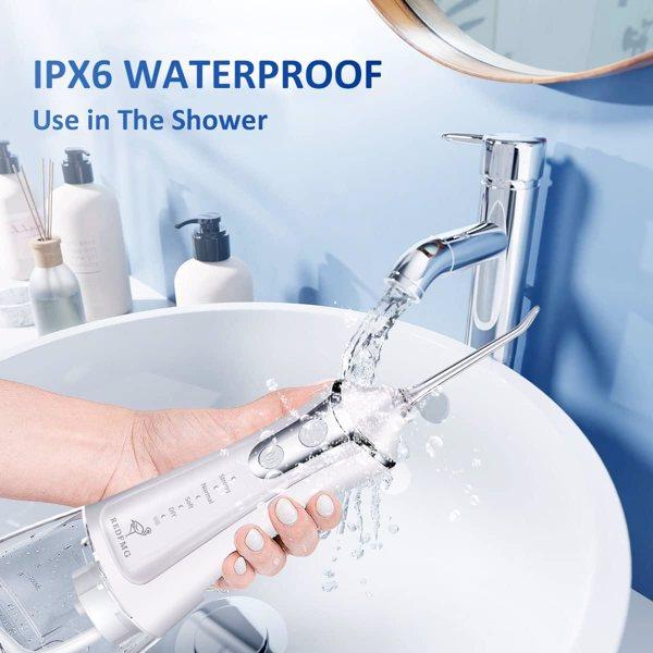 Water Flosser for Teeth Cleaning,Cordless Water Flosser with Adjustable Level Pressure,300ML Detachable Water Tank,5 Water Jet Replacements,IPX6