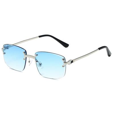 Vintage Mode Randloze Zonnebril Voor Dames Metalen Rechthoekige Tinten Verloop UV400 Zomer Reizen Zonnebrillen Brillen