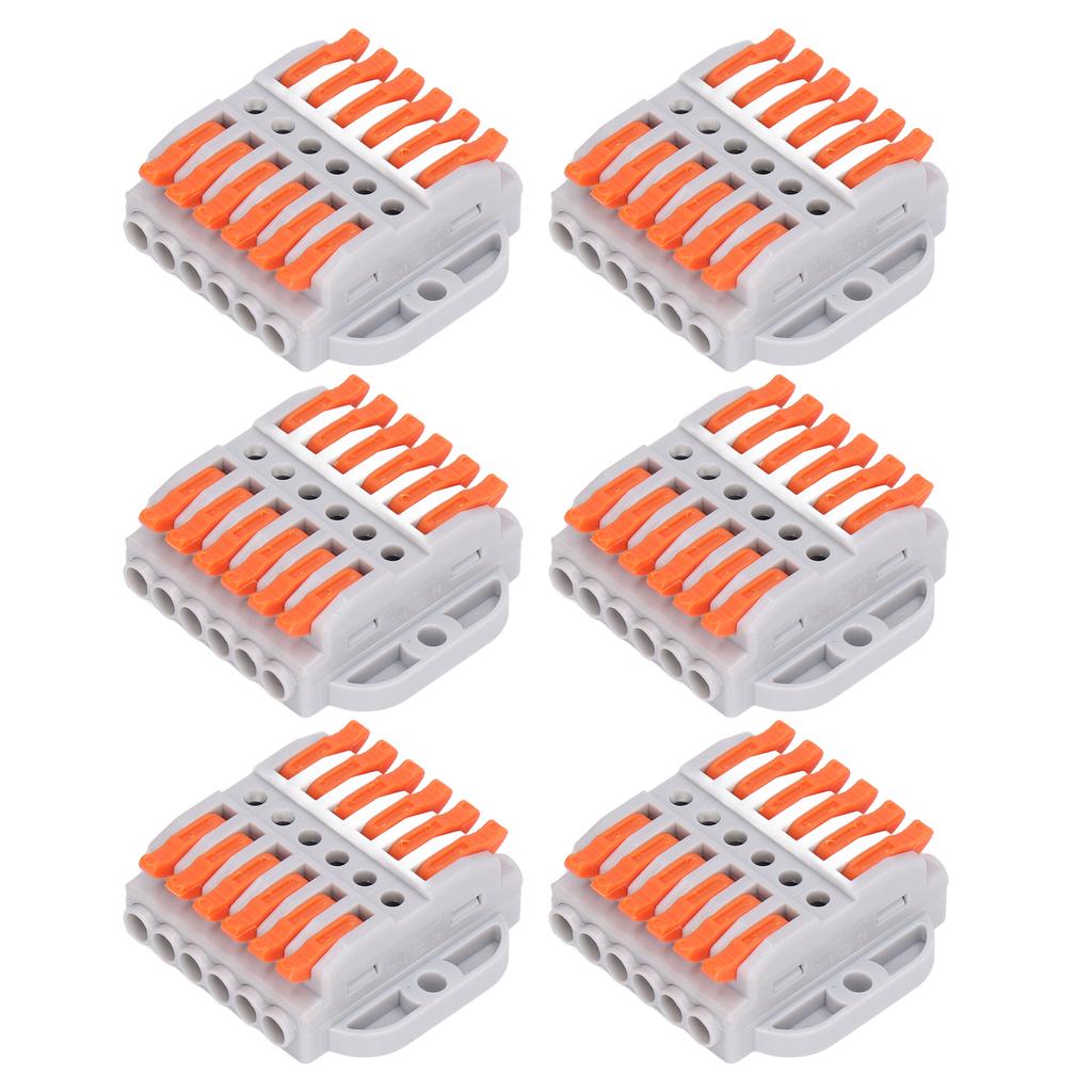 6Pcs Compact Wire Connectors ABS Copper Fast Connection Terminal Universal Wiring Conductors