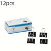12-Pack Black Iron Office Document Clips, 1.6-Inch Large Capacity Paper Clips for Office Supplies, Assorted Sizes 2.01", 1.61", 1.26"