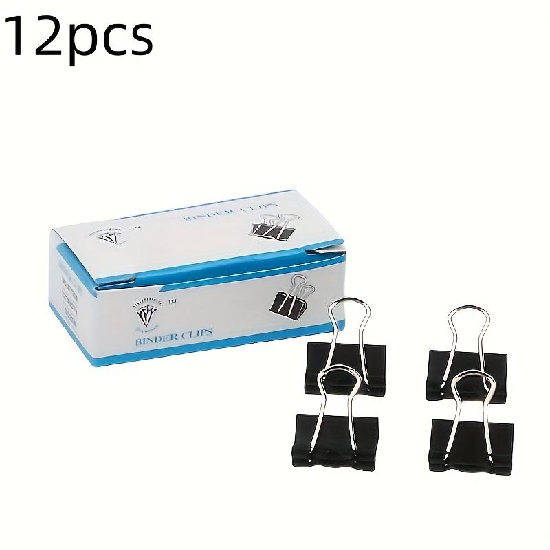 12-Pack Black Iron Office Document Clips, 1.6-Inch Large Capacity Paper Clips for Office Supplies, Assorted Sizes 2.01", 1.61", 1.26"