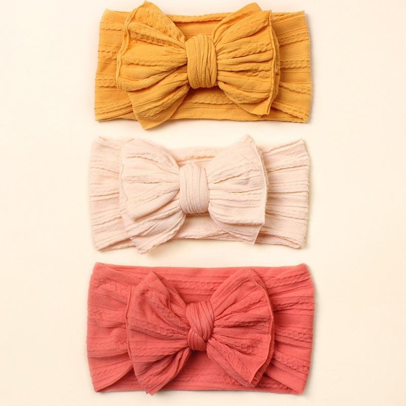 

3-Color New Children s Hair Accessories Jacquard Nylon Headband Double Bow Baby Headband Baby Headband