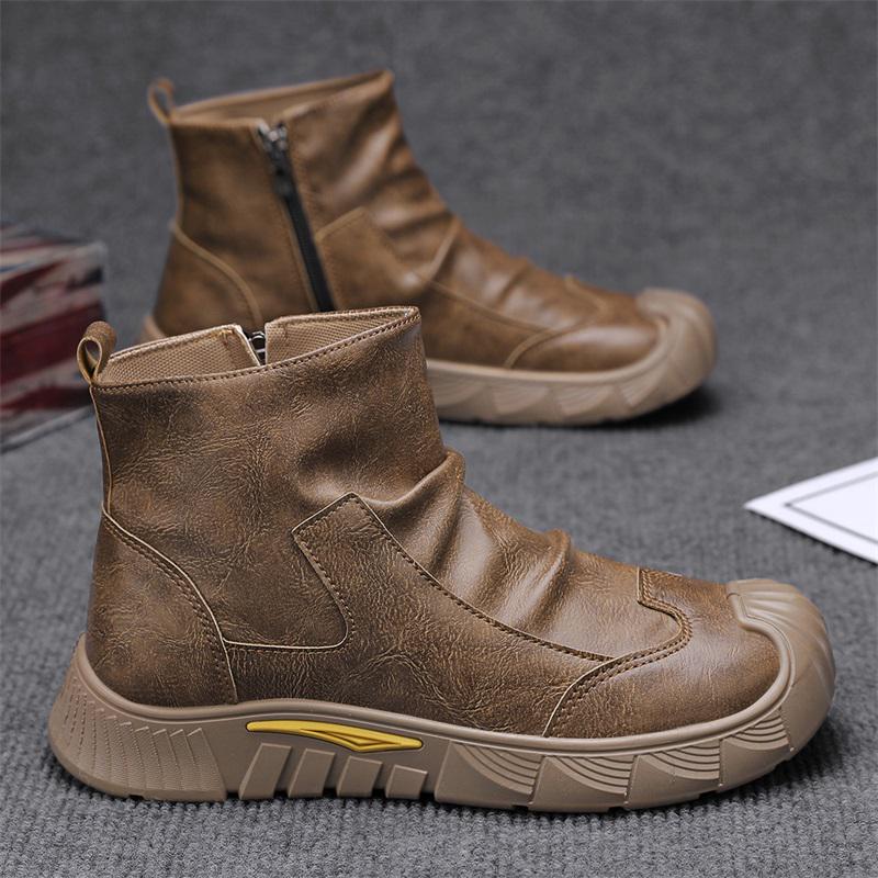 Men's High-Top Winter Martin Boots with Thickened Velvet for Warmth and Cold Protection
