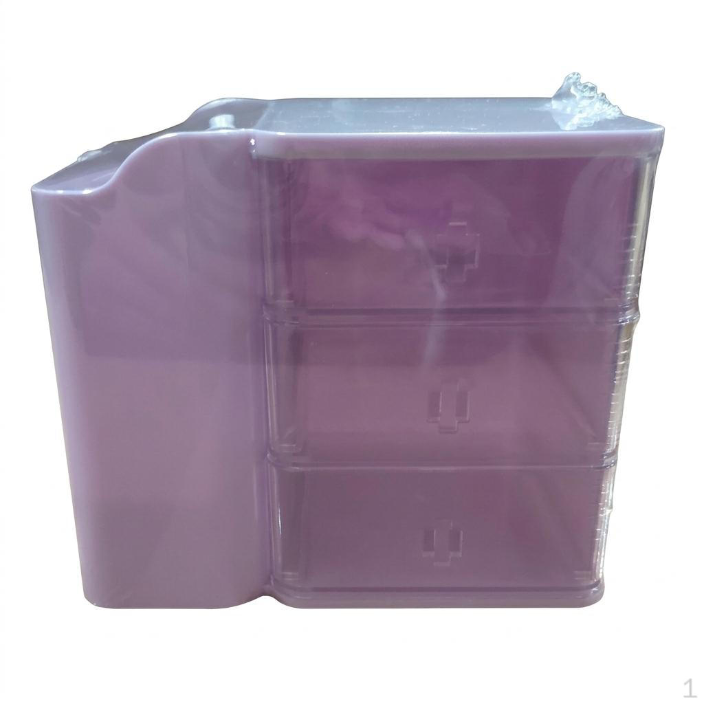 Transparent Drawer Storage Box for Desk, Cartoon Bunny Stationery Holder, Desktop Organizer with Pen