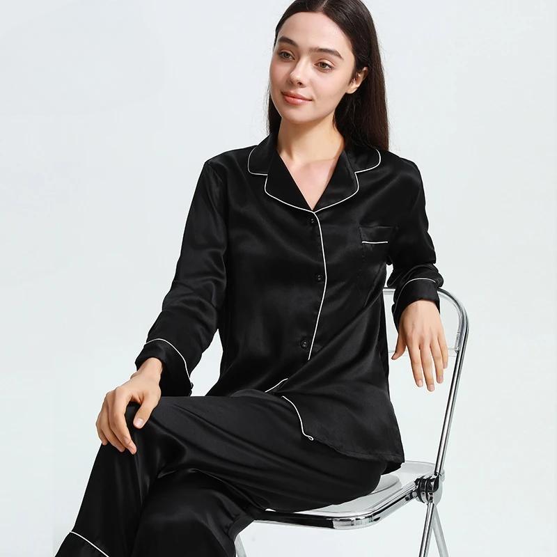 

Пижама из шелка Mulberry, сексуальная женская, с длинным рукавом, большие размеры, шелковые повседневные штаны, пижама L