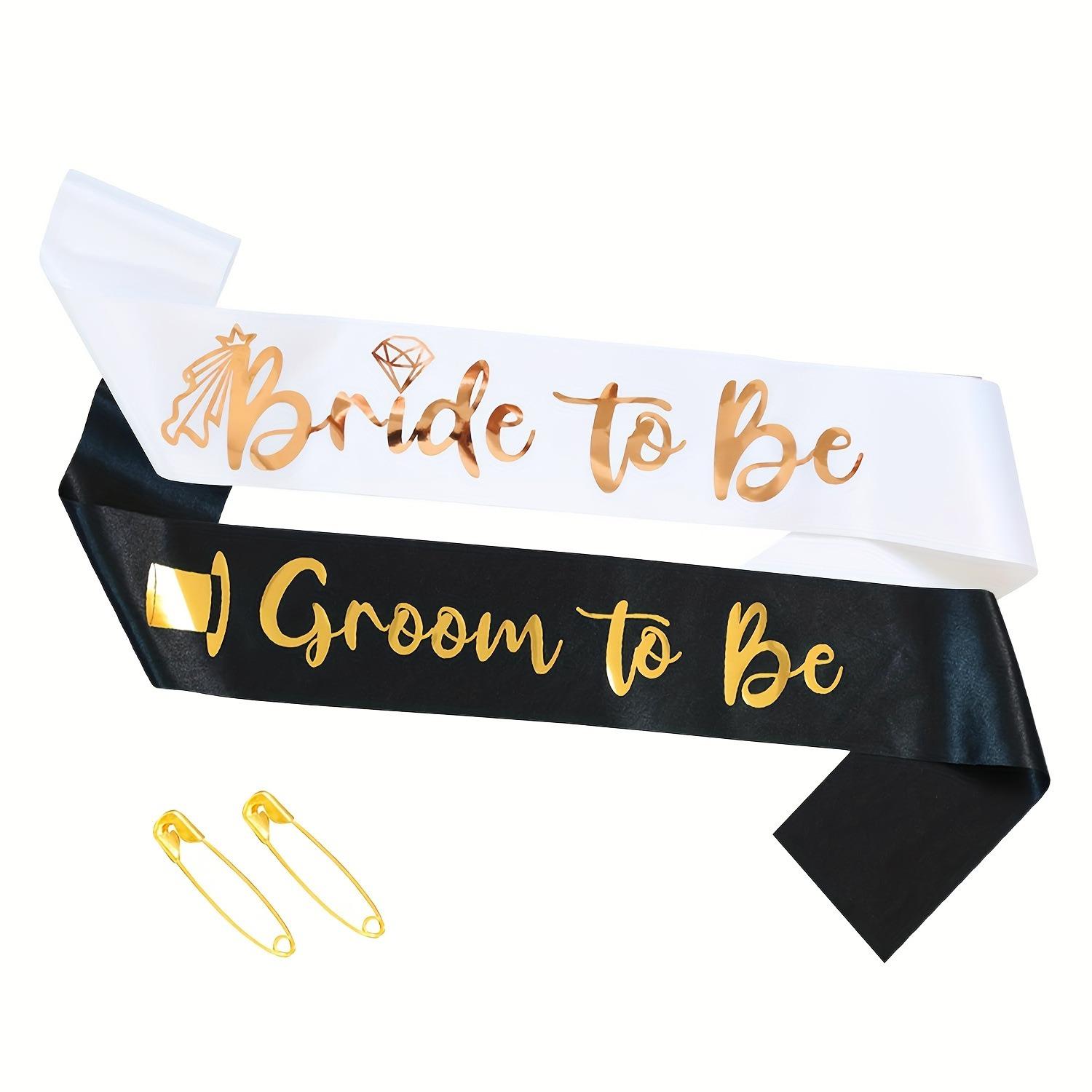 2Pcs/Back Future Mrs Lucky Mr Bride to Be Groom to Be Sash Kit Gold Glitter for Wedding Bridal Shower Party Decorations Gifts