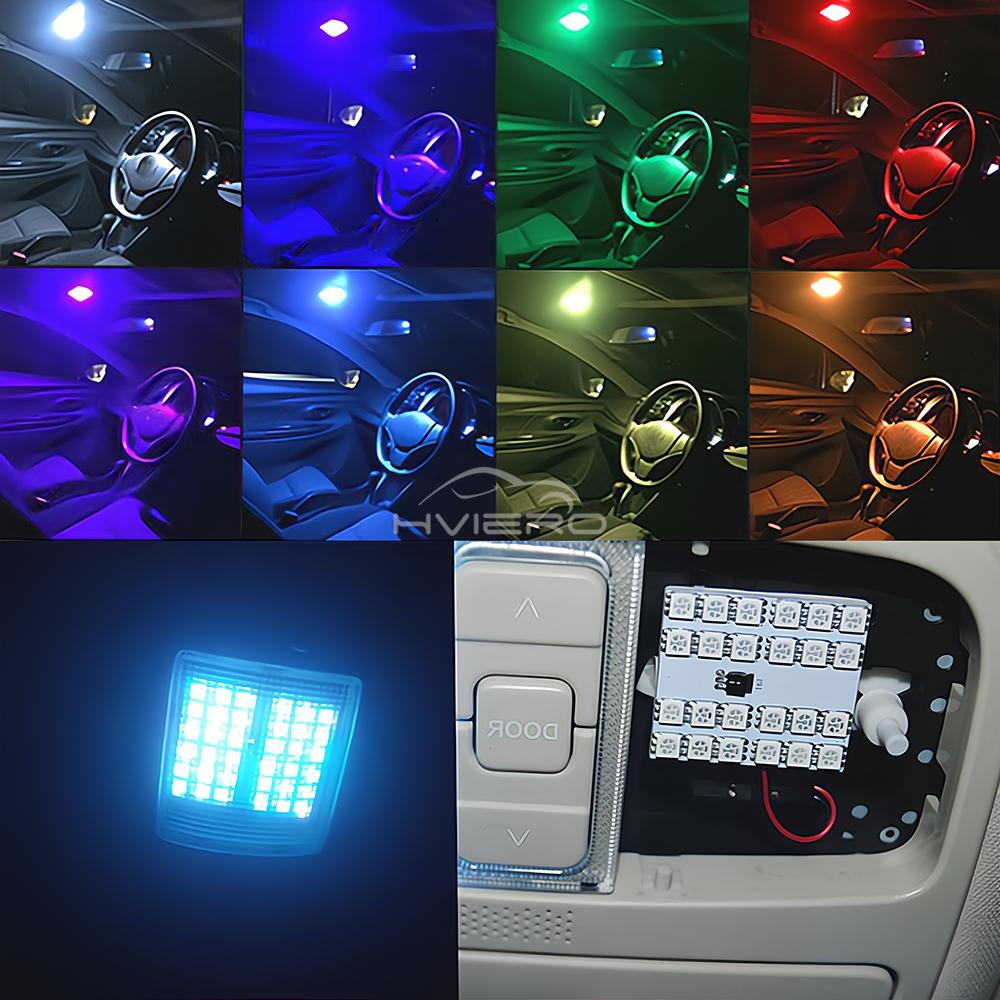 2pcs T10 LED RGB Interior 12V 5050 SMD Decorative Trunk Lamp Remote Control Multicolor Car Panel Dashboard Dome Reading Lighting