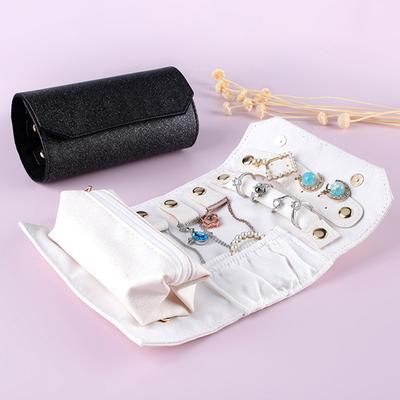 Long Jewelry Box Multifunctional Portable Jewelry Roll Clutch Bag Foldable PU Jewelry Storage Bag Earrings Organizer