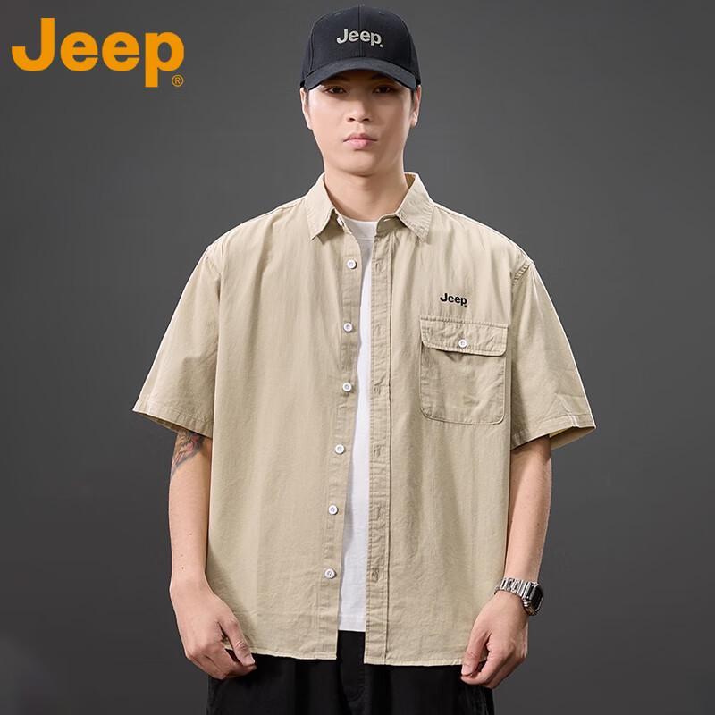 JEEP Men s Pure Cotton Short Sleeve Workwear Shirt M