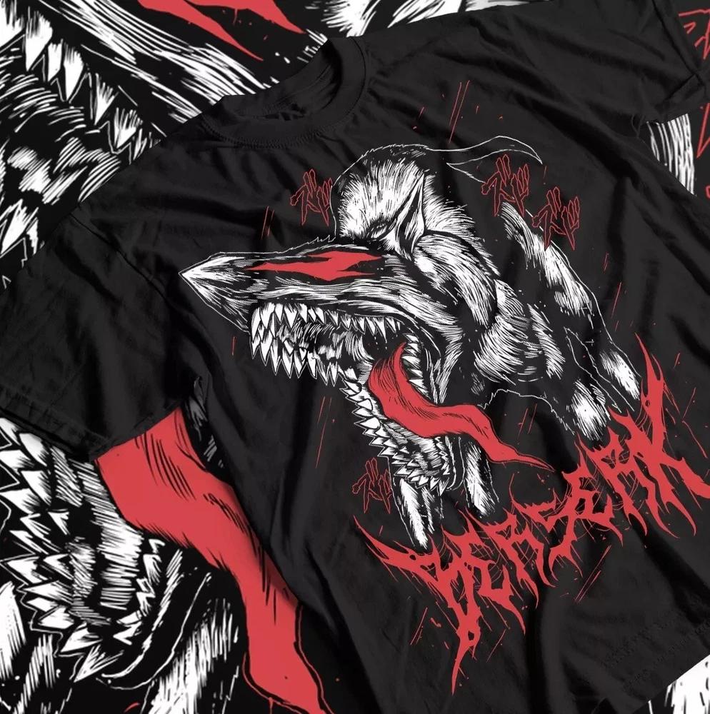 Berserk Tshirt Anime Black Tee Unisexga Strip Guts Berserker Armou Tshirt Black S