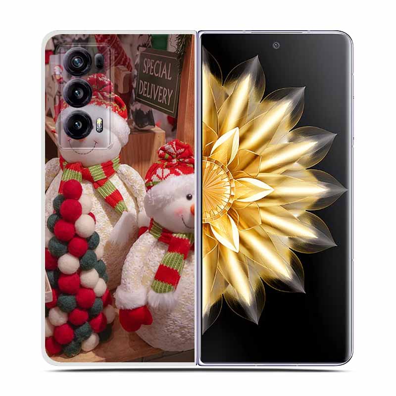 For Honor Magic V2 Case VER-AN1 Christmas Cute Clear Hard Plastic PC Back Cover For Huawei Honor Magic V2 5G Coques Cartoon Bags