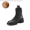 Fashion 2024 Winter Genuine Leather Women Boots Round Toe Chunk Heel Platform Shoes Solid Chelsea Boots Casual Women Shoes Green Boots