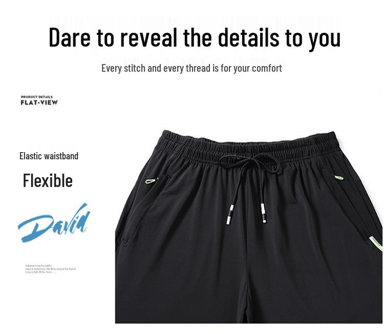Men's Plus Size Quick-Dry Summer Silk Capris - Breathable, Fashionable, Loose-Fit Shorts