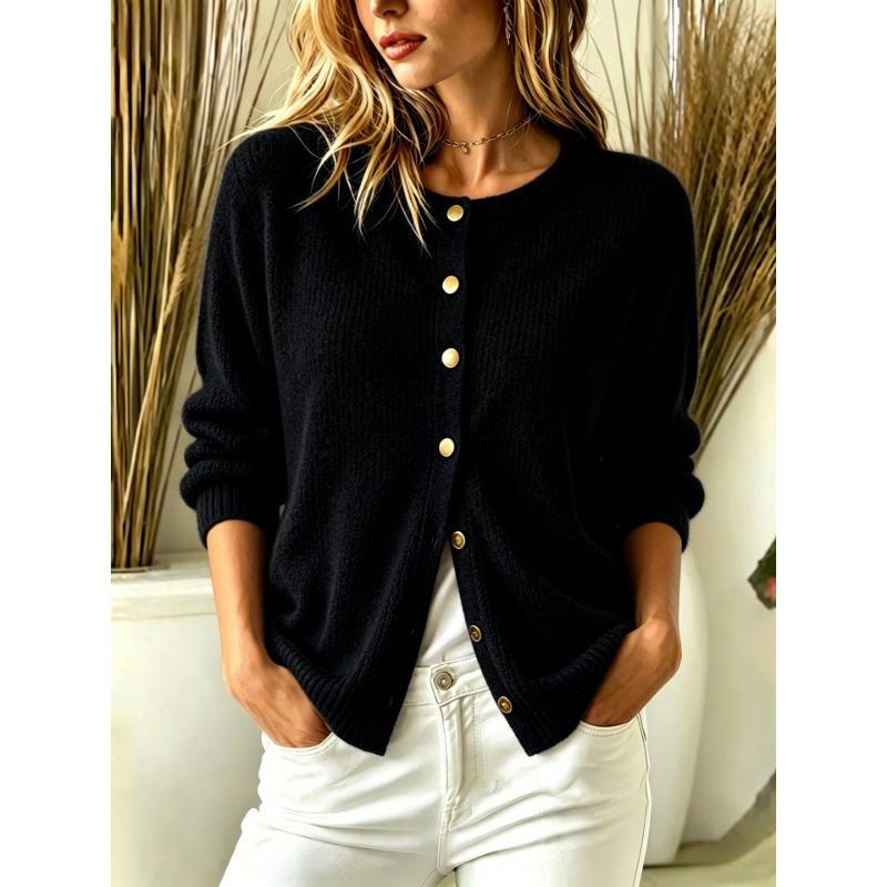 Women S Solid Button Cardigan Long Sleeve Sweater