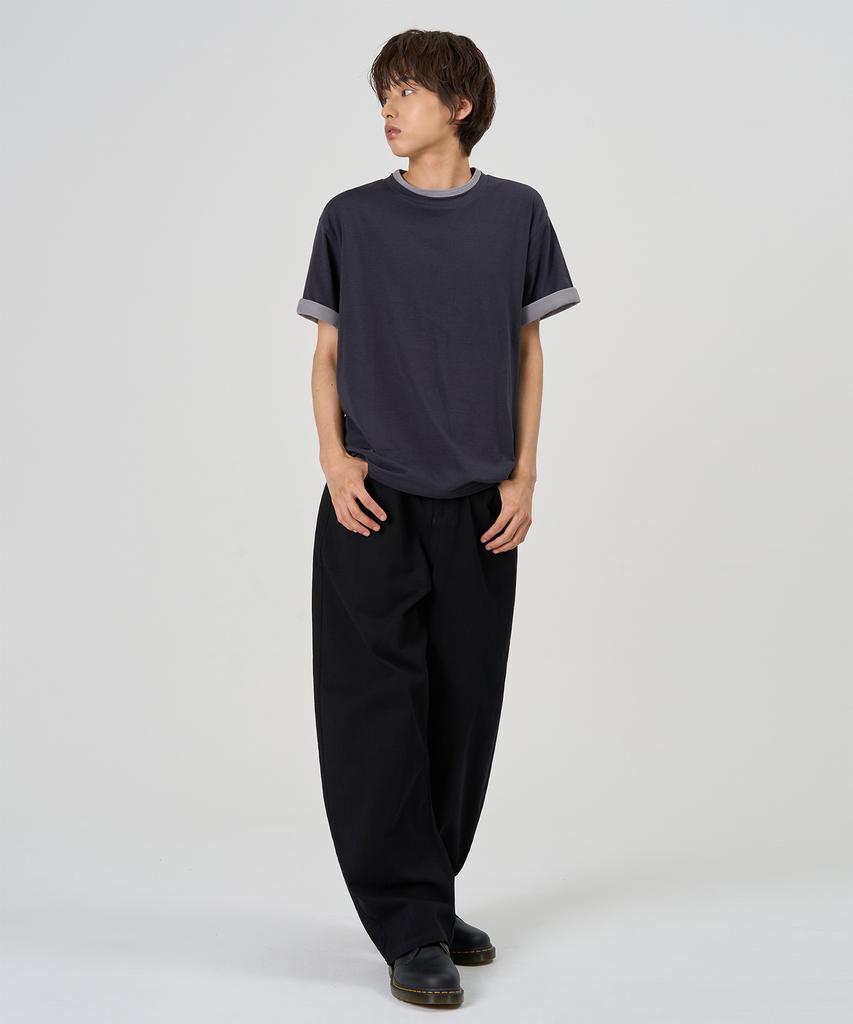 TOFFEE Two-Tone Layered T-Shirt (Navy)