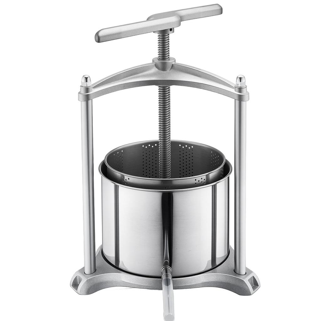 Fruit Wine Press, 1.6 Gallon/6L, Stainless Steel Manual Juice Maker with Powerful T-Shaped Handle, Juice Making for Apple/Grape/Orange/Berry,