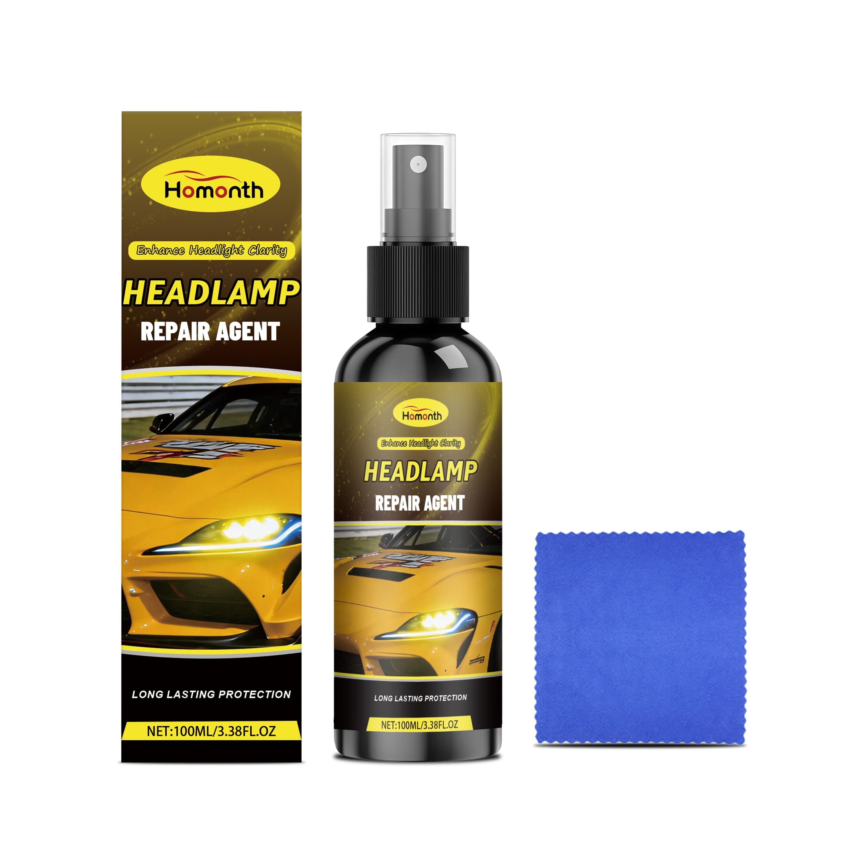 Homonth Headlight Repair Agent - Car Headlamp Cleaner & Polish for Restoring Clarity & Long-Lasting Protection 100ml + towel