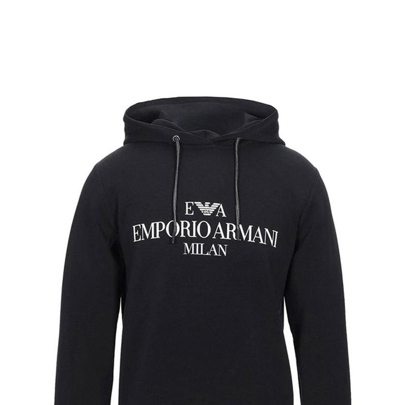 Emporio Armani Letter Print Long Sleeve Hoodie Men Hoodies Black 6G1MP1-1JHSZ-0920