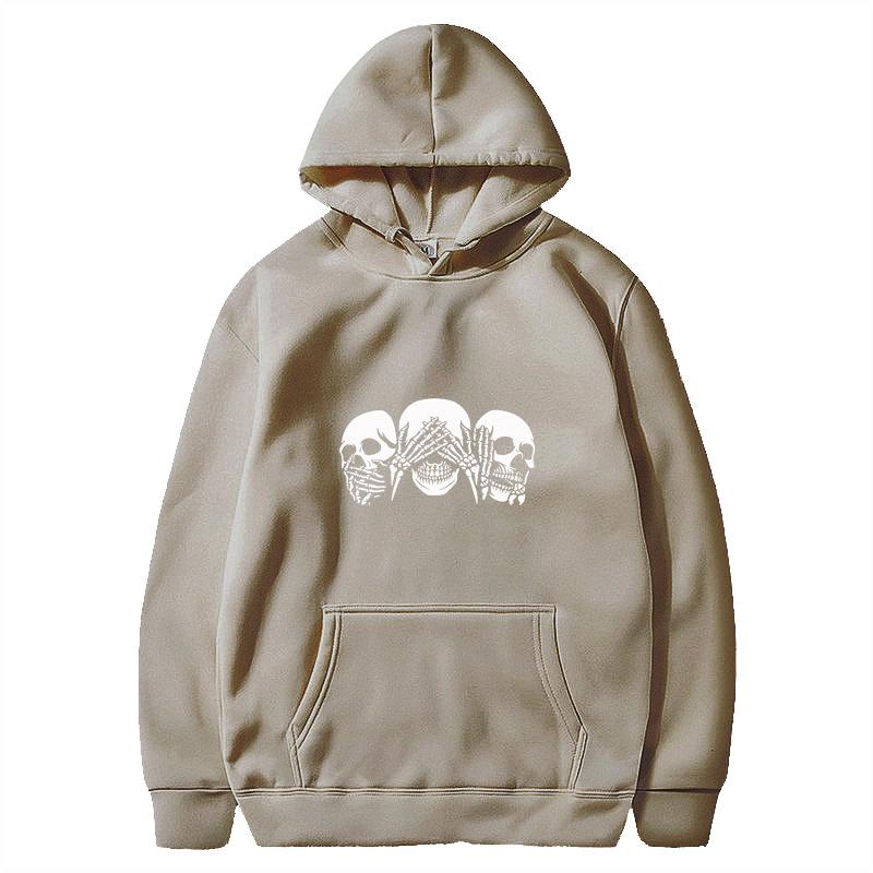 

Толстовка с капюшоном из фланели для мужчин, спортивная одежда весна-осень, толстовки и свитшоты с принтом черепа для мужчин 3XL верблюд