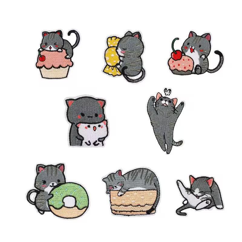 New Cat Family Computer Embroidery Cloth Sticker Cartoon Kitten Patch Sticker Clothes Decoration Embroidery Chapter Label Ironing